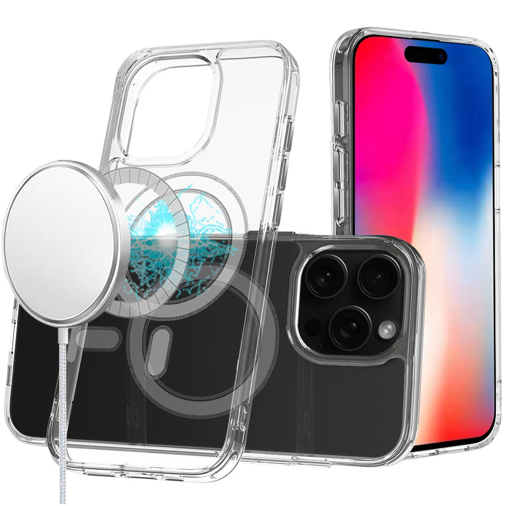 For Apple iPhone 16 Pro (6.3") Clear Magnetic Case with Built-in Magnets Compatible with MagSafe Slim Soft TPU Bumper Case Cover Transparent