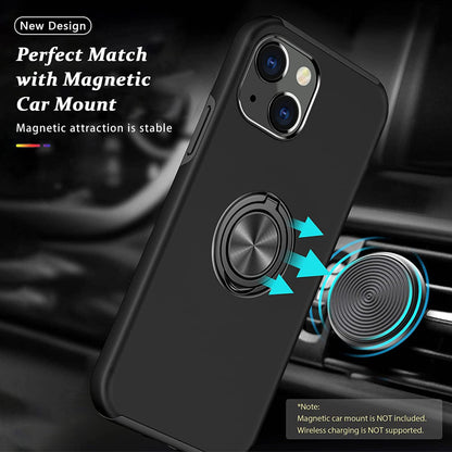 For Gabb Phone 4 Pro Military Grade Hybrid Case with Flat Metal Ring 360° Rotation Kickstand, Slim Fit Back Hard PC Case Cover Black