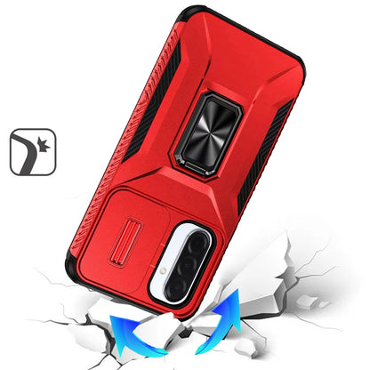 For Samsung Galaxy A17 5G Case, Camera Cover with Magnetic Rotation Ring Stand, Military Grade Hybrid Hard TPU Shockproof Case Cover