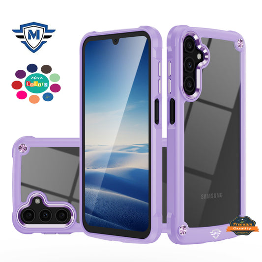 For Samsung Galaxy A16 5G Ultimate Hybrid Transparent Rubber with Metal Buttons & Camera Edges Hard TPU Frame Corner Bumper Case Cover