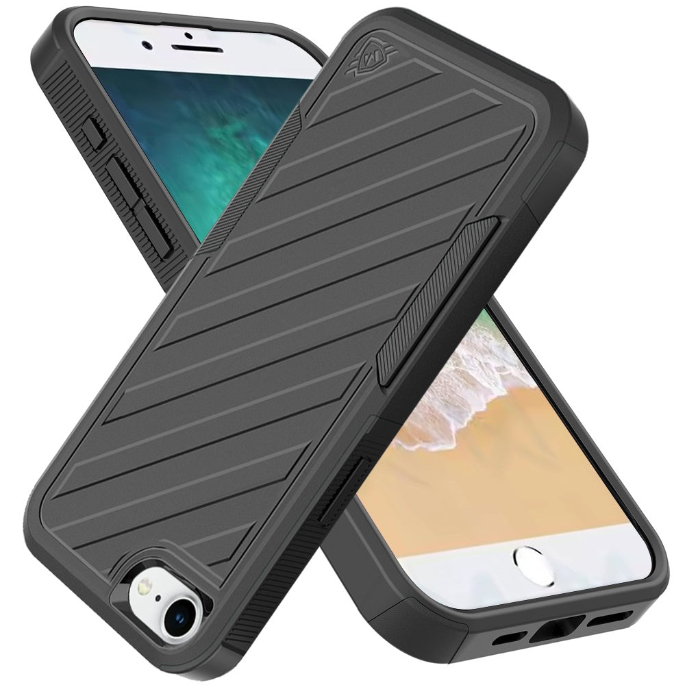 For Apple iPhone SE 4 Hybrid lined shockproof dual layer Rugged 2in1 Hard PC & Silicone TPU Non Slip Textured Tough Armor Case Cover