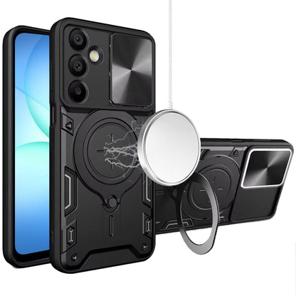 For Samsung Galaxy A17 5G Hybrid Magnetic 360° Ring Kickstand, MagSafe Compatible, Durable Full Camera Lens Protection Case Cover