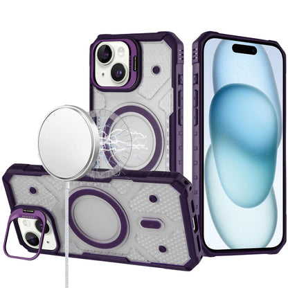 For Apple iPhone 16 Pro Max Transparent Tough Dotted Magnetic Case with Camera Stand & Hybrid Grip Shockproof Case Cover