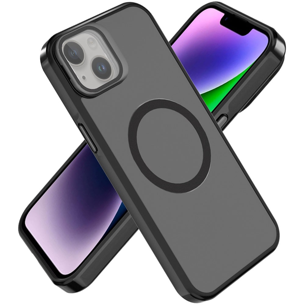 For Apple iPhone 14 Pro Max Tough HQ Hybrid Case with Aluminum Frame Camera Stand, Compatible with MagSafe, Translucent Matte Shockproof Case Cover