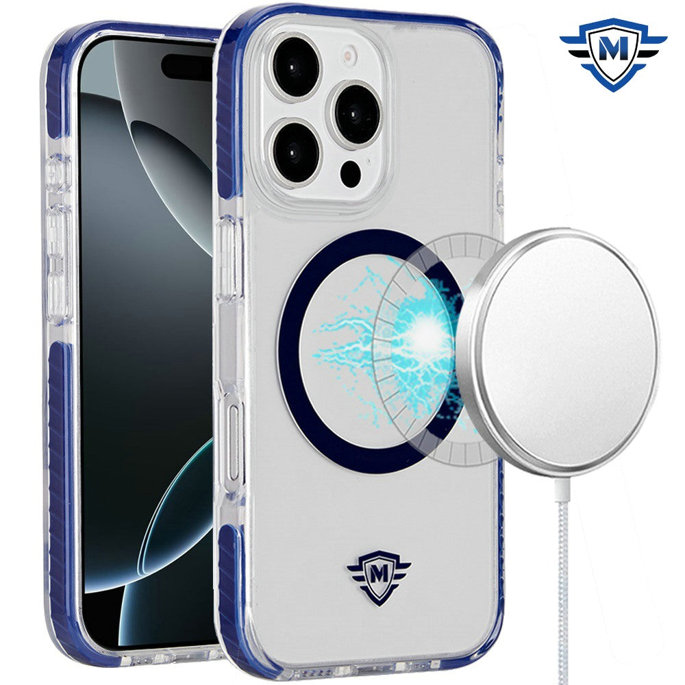 For Apple iPhone 16 Pro (6.3") Premium Hybrid Clear TPU Circle Magnetic [Compatible with MagSafe] Shockproof Color Frame Bumper Case Cover
