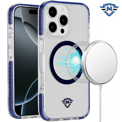 For Apple iPhone 16 Pro (6.3") Premium Hybrid Clear TPU Circle Magnetic [Compatible with MagSafe] Shockproof Color Frame Bumper Case Cover