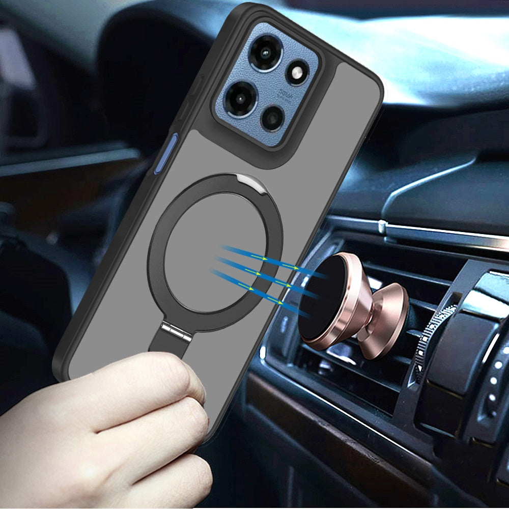 For Samsung Galaxy A17 5G Magnetic Circle Back with Ring Stand Full Rotation Matte Hybrid Shockproof Case Cover