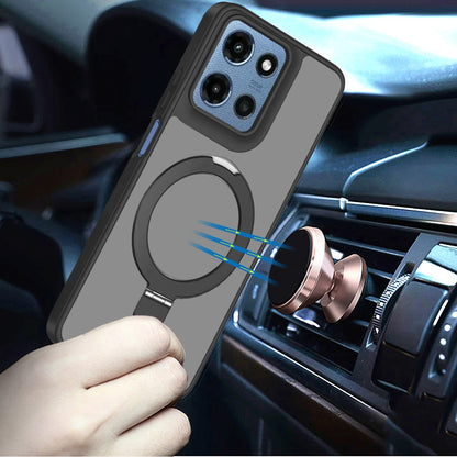 For Samsung Galaxy S25 Fan Edition /Galaxy S25 FE Magnetic Circle Back with Ring Stand Full Rotation Matte Hybrid Shockproof Case Cover