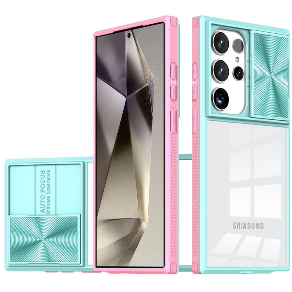 For Samsung Galaxy S25+ /S25 Plus /S24+ Plus Hybrid Cases with Sliding Camera Cover Transparent Shockproof Bumper TPU Protective Case Cover