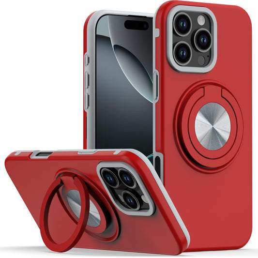For Samsung Galaxy A06 Metal Matte Hybrid with Invisible Rotational Ring Stand, Car Mount Friendly, Military Grade Slim Fit Sturdy Case Cover