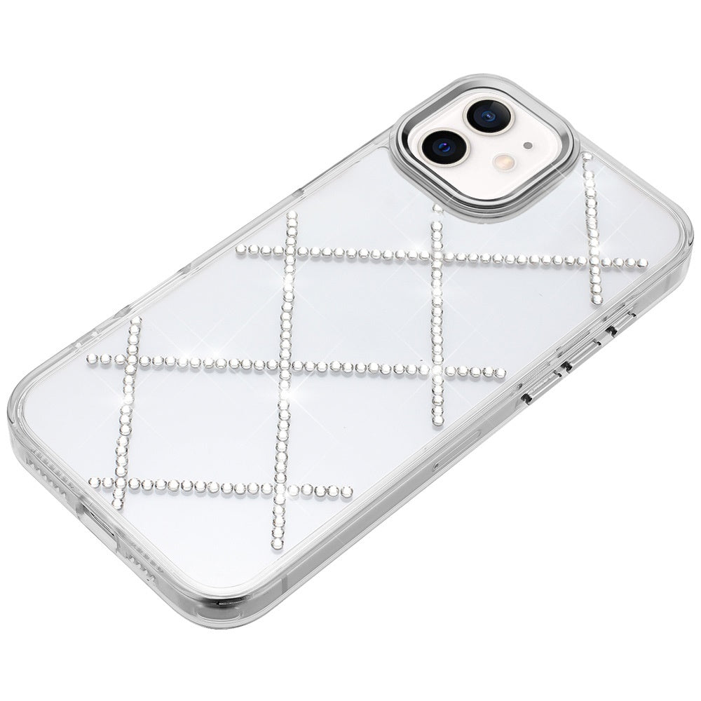 For Apple iPhone 16 (6.1") Gem Glitter Diamond Bling Clear Hybrid TPU Cover, Colorful Shockproof Protective Back, Slim Fit for Women Girls Case Cover