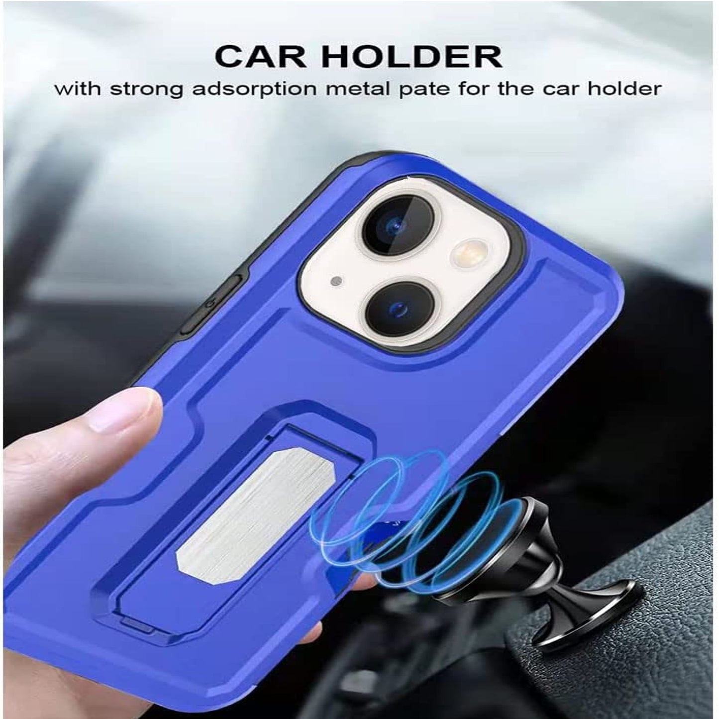 For Motorola Moto G Stylus 5G 2025 Hybrid Wallet Case with Invisible ID Card Slot, Kickstand, Holster Belt Clip, Heavy-Duty Protection Case Cover Blue