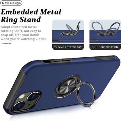 For Gabb Phone 4 Pro Military Grade Hybrid Case with Flat Metal Ring 360° Rotation Kickstand, Slim Fit Back Hard PC Case Cover Blue