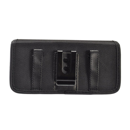 For Apple iPhone 16 Pro (6.3") Pouch Case Universal Horizontal Canvas with Belt Clip Loop Holster Military Grade Cell Phone Holder Cover [Black]