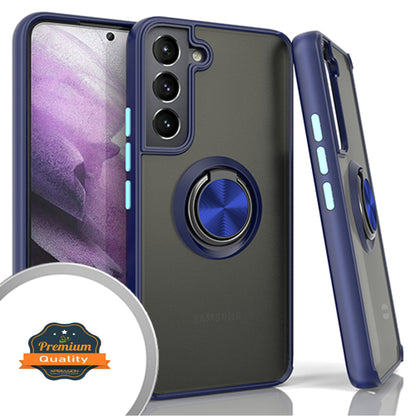 For Samsung Galaxy A16 5G Finger Ring Stand Holder Kickstand Hybrid Frosted Matte TPU Hard Frame Shock-Absorption Case Cover
