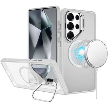For Samsung Galaxy S25+ /S25 Plus /S24+ Plus Heavy Duty Metallic Hybrid Tough TPU with Camera Ring Stand, MagSafe Compatible, Rugged Drop Protection Case Cover