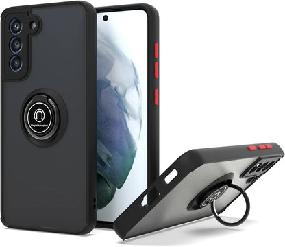 For Gabb Phone 4 Pro Translucent Matte Back Hybrid with Rotatable Metal Ring Holder Kickstand Shockproof TPU (Fit Car Mount) Case Cover