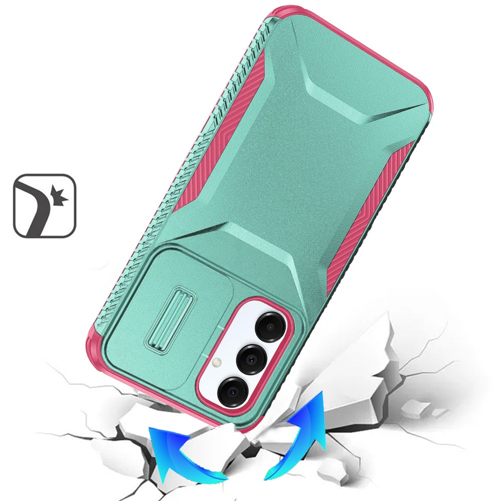 For Samsung Galaxy A17 5G Slim Fit Shockproof Hybrid with Slide Camera Window Covering, Rugged Tpu Silicone Hard PC Bumper Case Cover
