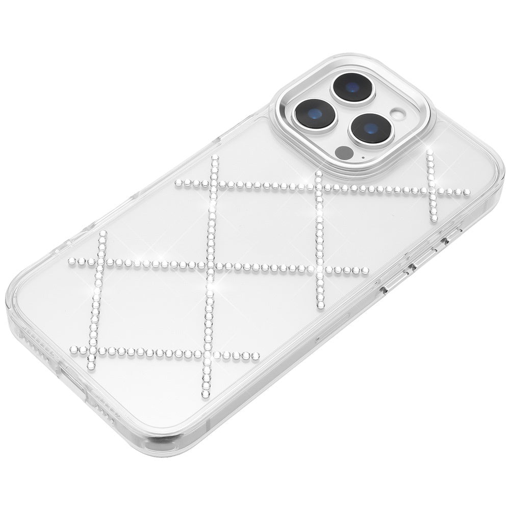 For Apple iPhone 15 Pro Max Gem Glitter Diamond Bling Clear Hybrid TPU Cover, Colorful Shockproof Protective Back, Slim Fit for Women Girls Case Cover