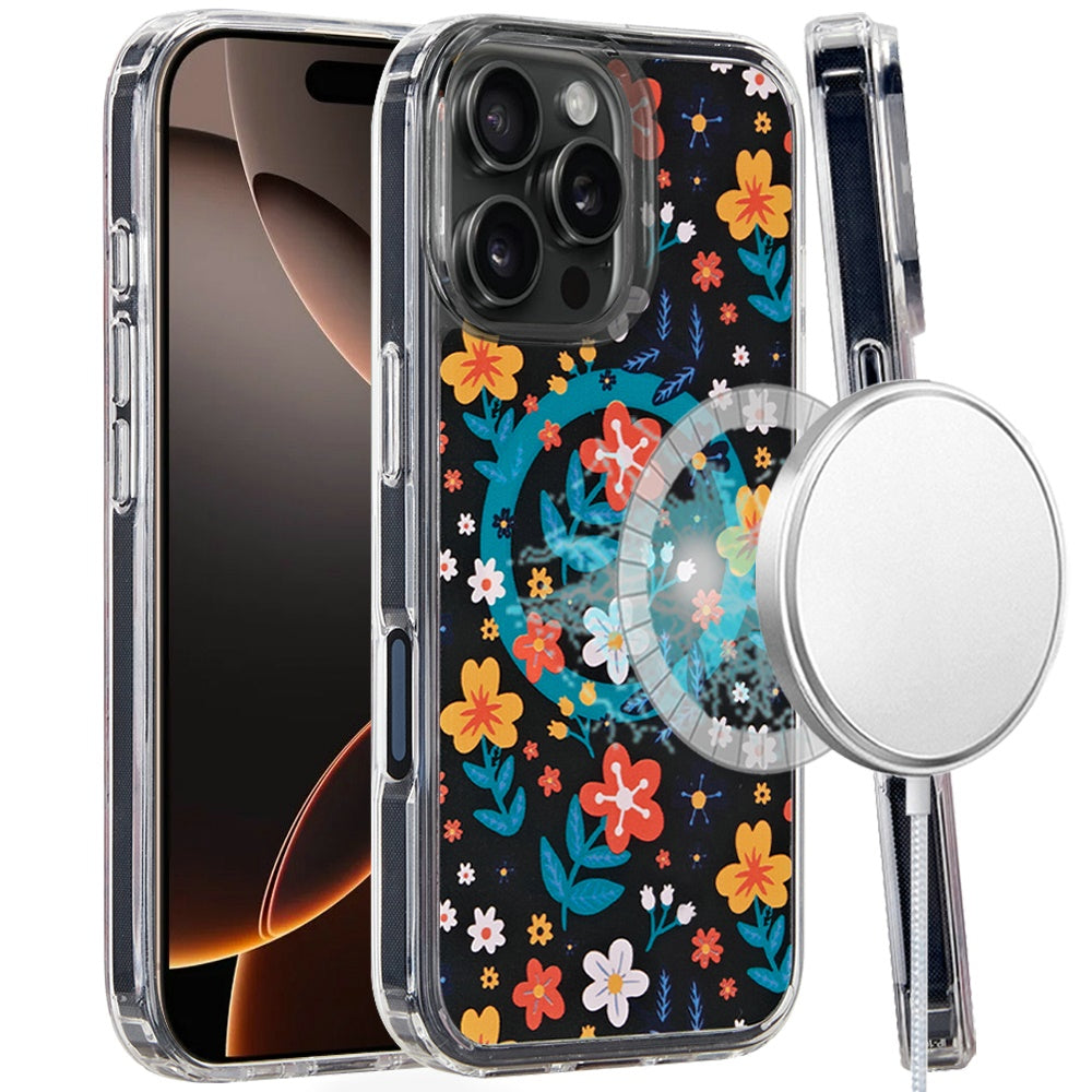 For Apple iPhone 15 Pro Max (6.7") Magsafe Case Cute Pattern Design Durable Shockproof SlimTPU Hard Back [Compatible with Magsafe] Case Cover