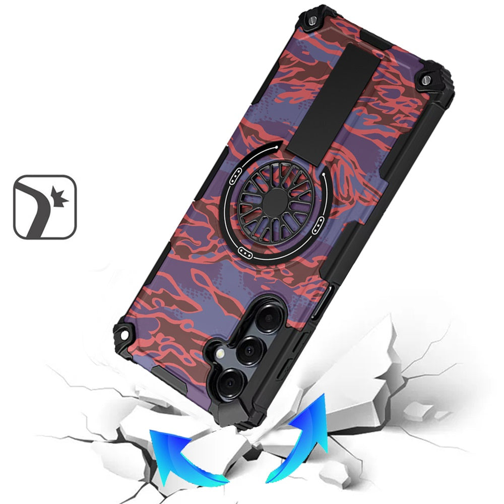 For Samsung Galaxy A17 5G Magnetic Invisible Kickstand Holder with CD Texture Design, Shockproof Hybrid Military Grade Heavy Duty Case Cover