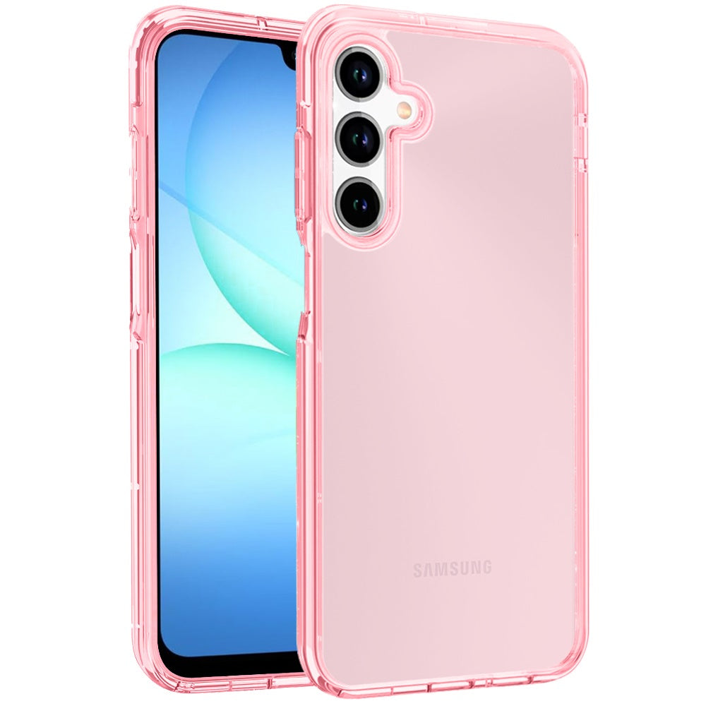 For Samsung Galaxy A17 5G Transparent Shock Absorption PC + TPU Rubber Gel Thick 3mm Hybrid Silicone Slim Fit Back Case Cover Pink
