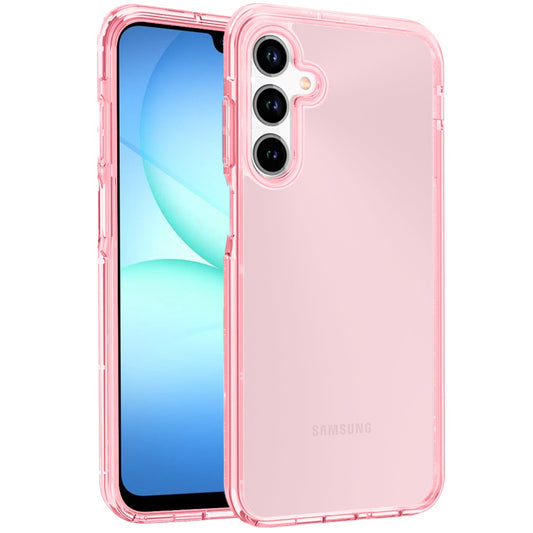 For Samsung Galaxy A17 5G Transparent Shock Absorption PC + TPU Rubber Gel Thick 3mm Hybrid Silicone Slim Fit Back Case Cover Pink