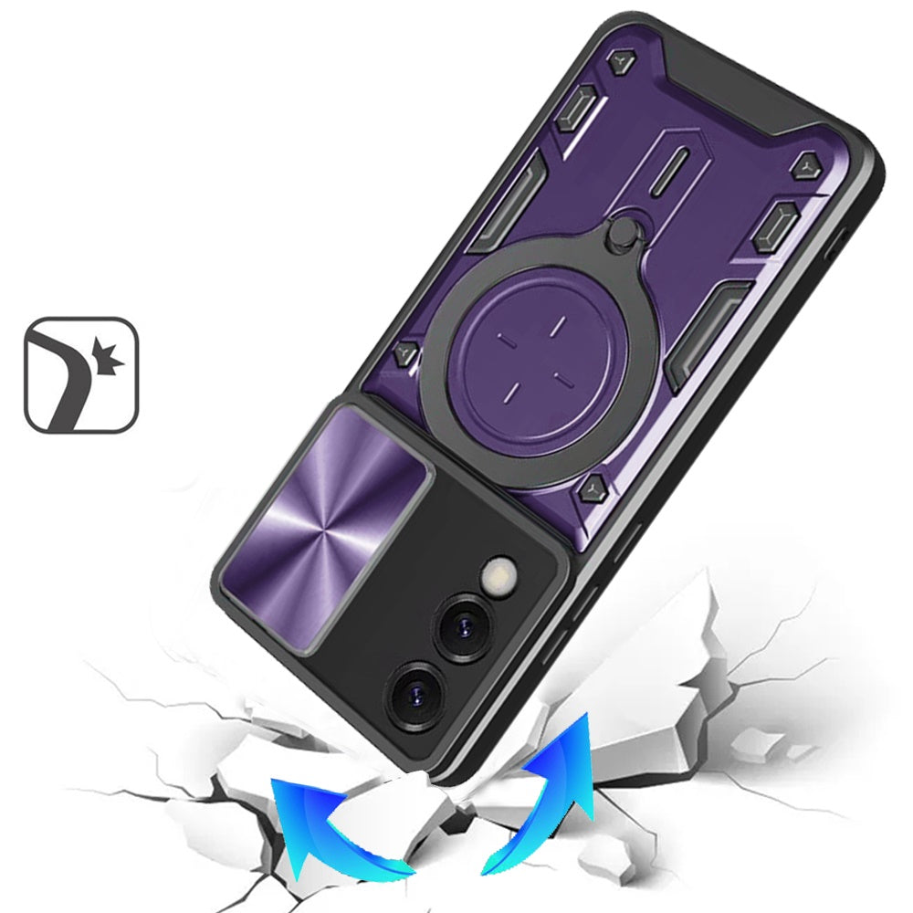 For Samsung Galaxy S25 EDGE Hybrid Magnetic 360° Ring Kickstand, MagSafe Compatible, Durable Full Camera Lens Protection Case Cover