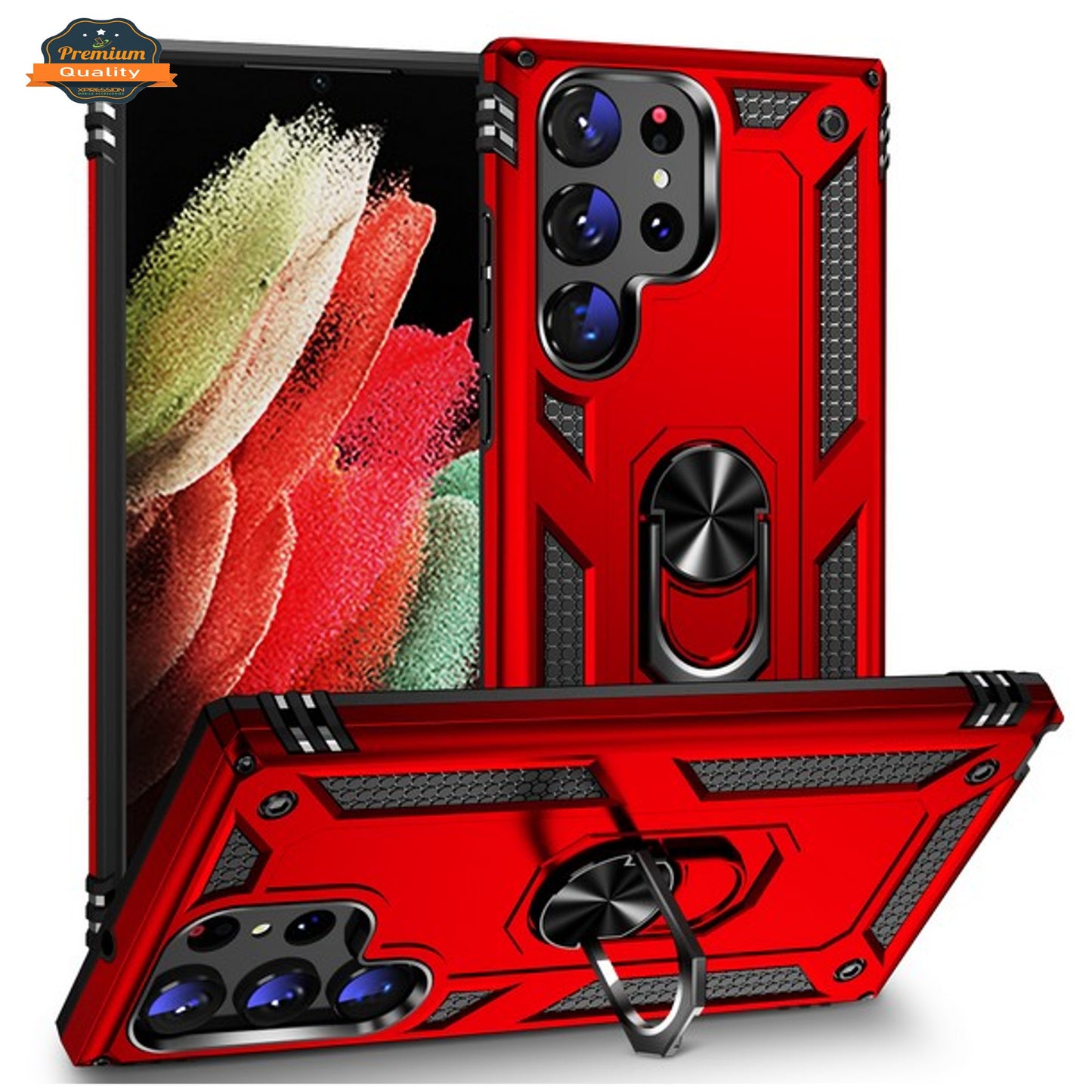 For Samsung Galaxy S25 Ultra Shockproof Hybrid Dual Layer PC + TPU with Metal Ring Kickstand Heavy Duty Armor Shell Case Cover