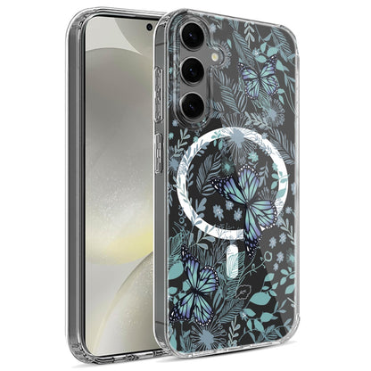 For Samsung Galaxy S25+ /S25 Plus /S24+ Plus Hybrid Flower Design Stylish Fashion Case, MagSafe Compatible, Thick Shockproof Hard PC Case Cover