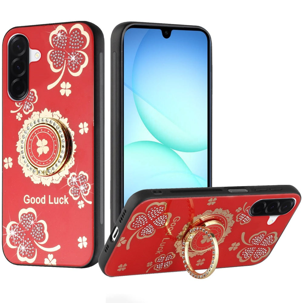 For Samsung Galaxy S25 Fan Edition /Galaxy S25 FE Diamonds 3D Fashion Bling Sparkly Glitter Ornaments Engraving Hybrid with Ring Stand Case Cover