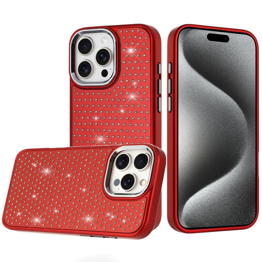 For Apple iPhone 16 Pro Max Bling Diamond Metallic, Full Sparkle Chrome Edged Hybrid Protective Shockproof Case Cover