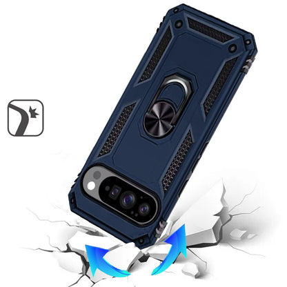 For Google Pixel 10 Pro XL Hybrid Shockproof Durable 360 Degree Rotatable Ring Stand Holder Kickstand Fit Magnetic Car Mount Case Cover