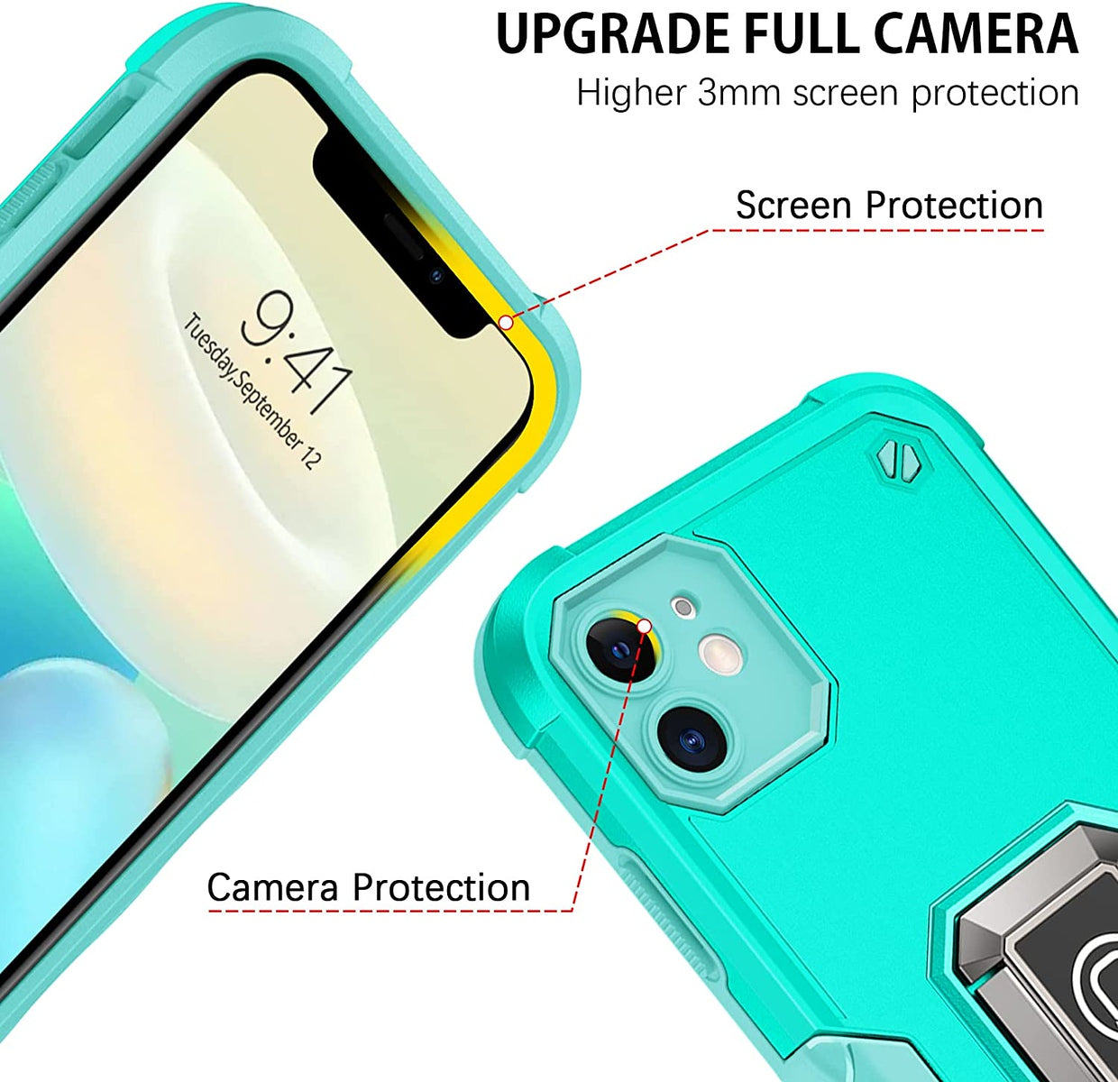 For Gabb Phone 4 Pro Heavy Duty Hybrid 2in1 Hard PC & TPU Rugged Bumper Shockproof with Magnetic Ring Kickstand Case Cover Blue