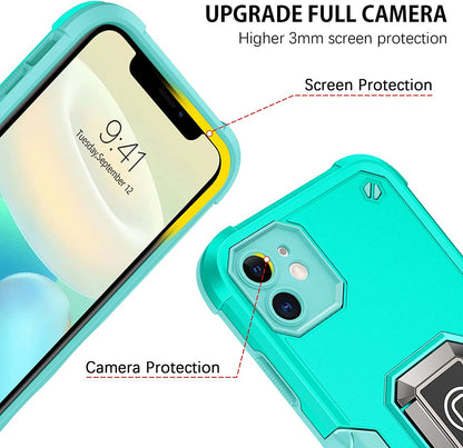 For Gabb Phone 4 Pro Heavy Duty Hybrid 2in1 Hard PC & TPU Rugged Bumper Shockproof with Magnetic Ring Kickstand Case Cover Blue