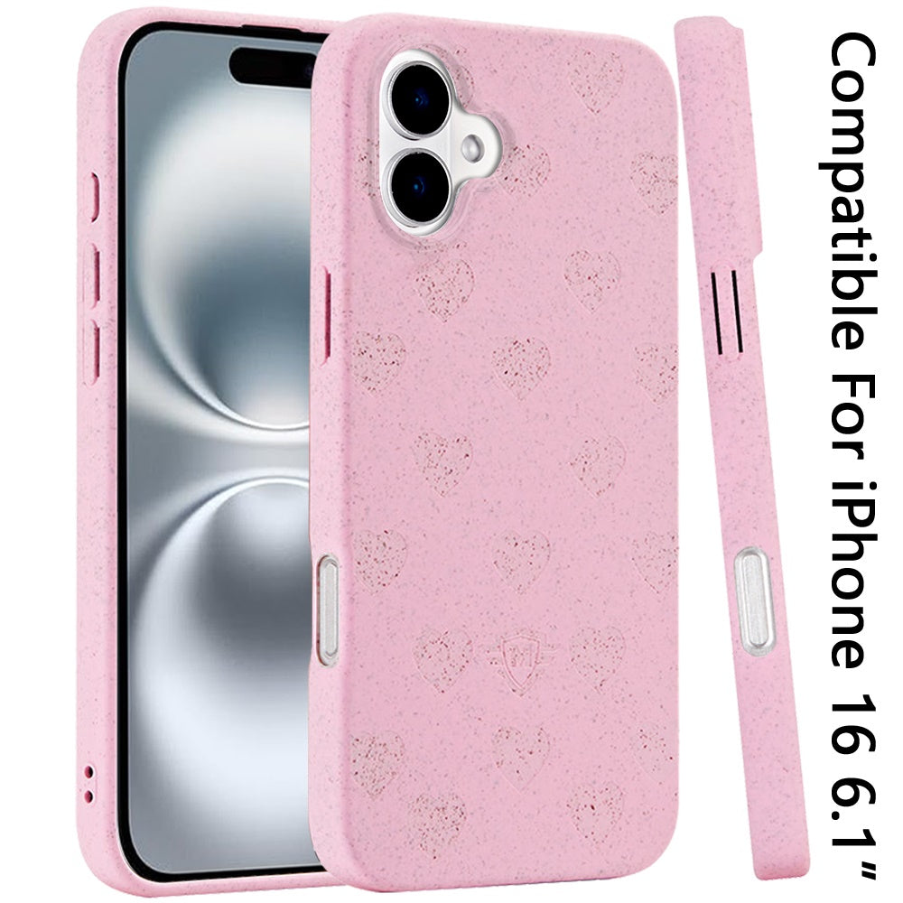 For Apple iPhone 16 (6.1") Eco Friendly Bio-Degradable Design Hybrid Cases Slim Fit Soft TPU Drop Protection Rubber printed Case Cover