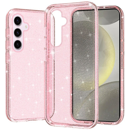 For Samsung Galaxy S25+ /S25 Plus /S24+ Plus Transparent Glitter Shiny Sparkle Bling TPU Rubber Hard Back Hybrid Frame Shockproof Case Cover