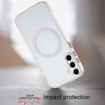 For Samsung Galaxy S25+ /S25 Plus /S24+ Plus Transparent Back Hybrid Case - Magnetic Circle, Color Frame, Metal Buttons, MagSafe Compatible Case Cover