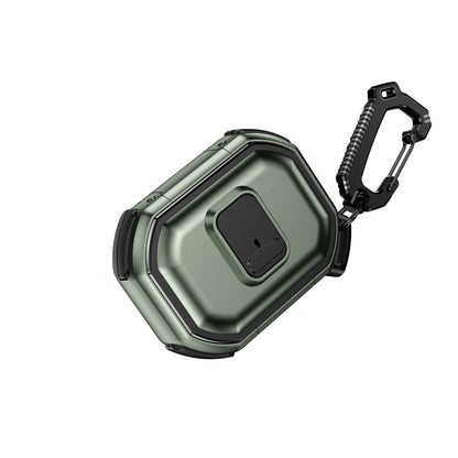 For Airpods 4 Heavy Duty Hybrid Snap Switch Button, Secure Lock Clip Super Protective with Carabiner Belt Loop Case Cover