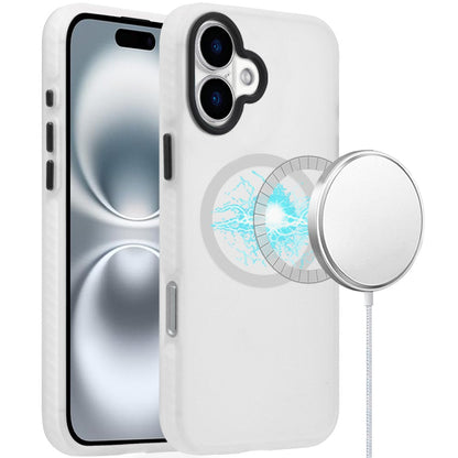 For Apple iPhone 16 (6.1") Matte Skin Hybrid TPU with Magnetic Circle MagSafe Compatible, Military Grade Shockproof Slim Fit Case Cover