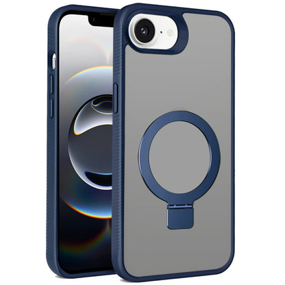 For Apple iPhone 16e Magnetic Circle Kickstand with MagSafe Compatibility, Matte Skin, Rugged Bumper, and Ring Holder Case Cover