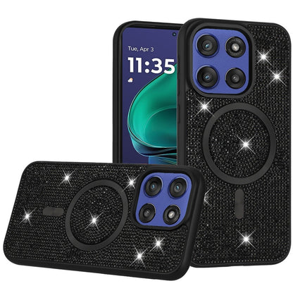 For Motorola Moto G Stylus 5G 2025 Sparkly Diamond Bling Case Rhinestone Skin Hybrid with Magnetic Circle, MagSafe Compatible Case Cover