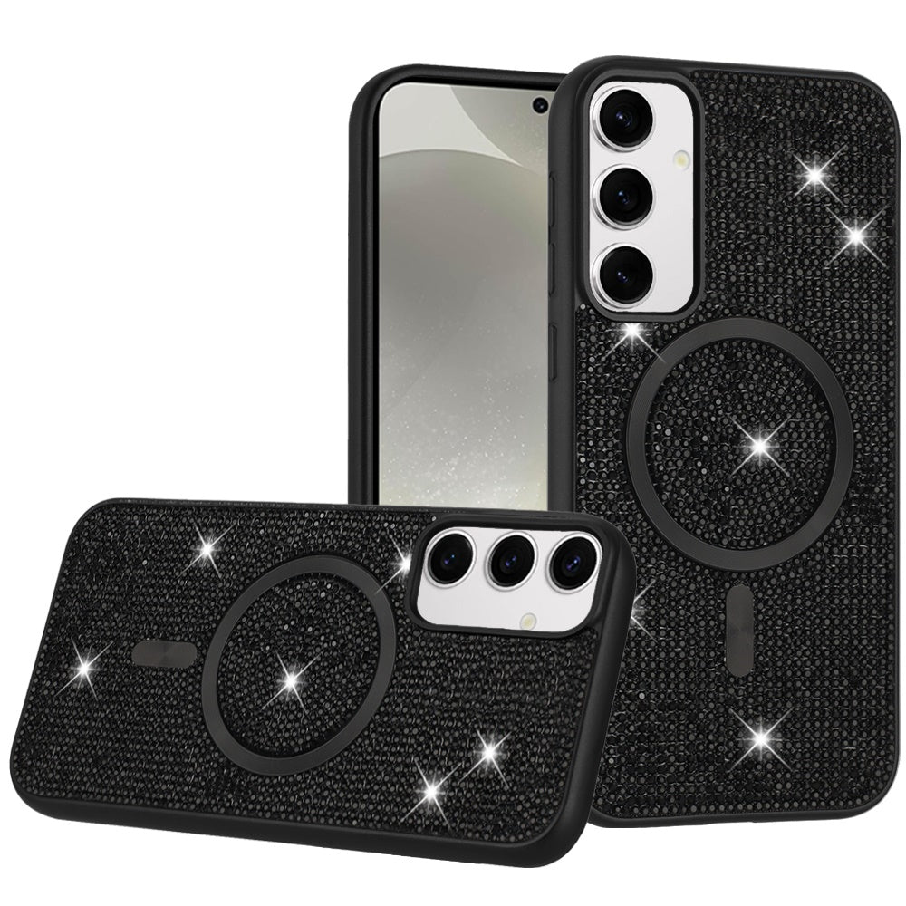 For Samsung Galaxy S25+ /S25 Plus /S24+ Plus Sparkly Diamond Bling Case Rhinestone Skin Hybrid with Magnetic Circle, MagSafe Compatible Case Cover