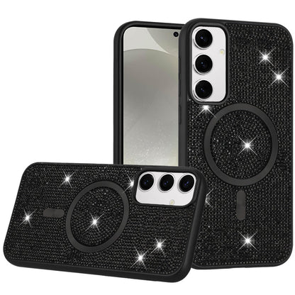 For Samsung Galaxy S25+ /S25 Plus /S24+ Plus Sparkly Diamond Bling Case Rhinestone Skin Hybrid with Magnetic Circle, MagSafe Compatible Case Cover