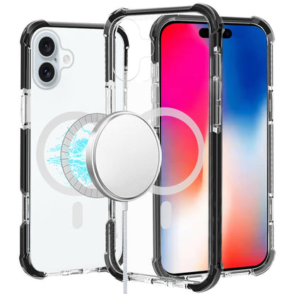 For Apple iPhone 16e Magnetic Acrylic Case Transparent Back, Rugged Colorful Frame, Shockproof Hybrid, MagSafe Compatible Case Cover