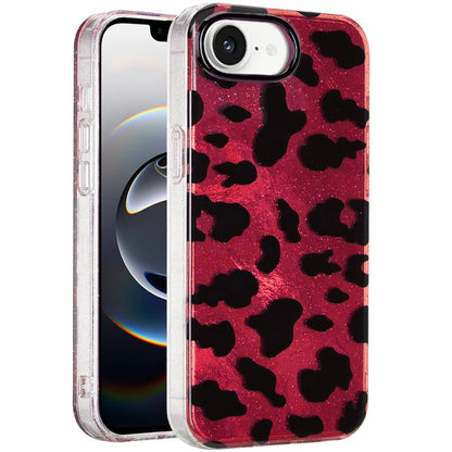 For Apple iPhone 16e Glitter Leopard, Fashion Design Animal Skin Print Slim IMD TPU Dual Layer Shockproof Protective Case Cover