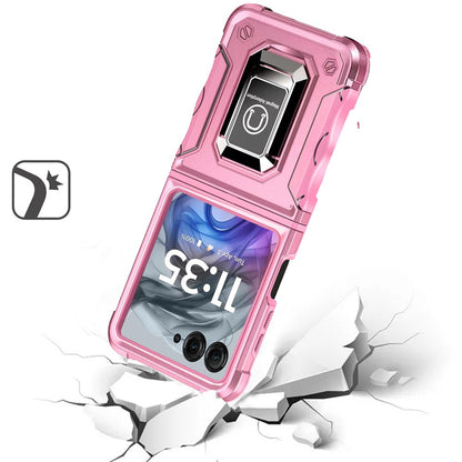 For Motorola Razr 2025 /2024 Hybrid Stand Magnetic Ring Holder Kickstand Heavy Duty Rugged Drop Silicone & Hard PC Shockproof Case Cover