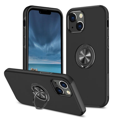 For Samsung Galaxy A03S Military Grade Hybrid Case with Flat Metal Ring 360° Rotation Kickstand, Slim Fit Back Hard PC Case Cover Black
