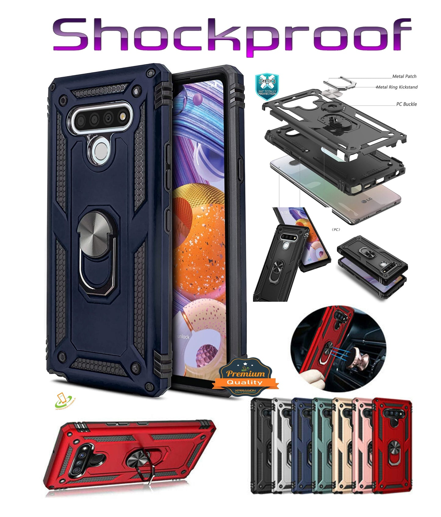 For Samsung Galaxy A17 5G Hybrid Shockproof Durable 360 Degree Rotatable Ring Stand Holder Kickstand Fit Magnetic Car Mount Case Cover