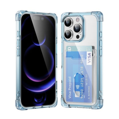 For Apple iPhone 16 Pro Max (6.9") Wallet Clear Case with Credit Card Holder Rubber Silicone TPU Protection Corner Bumper Shockproof Case Cover